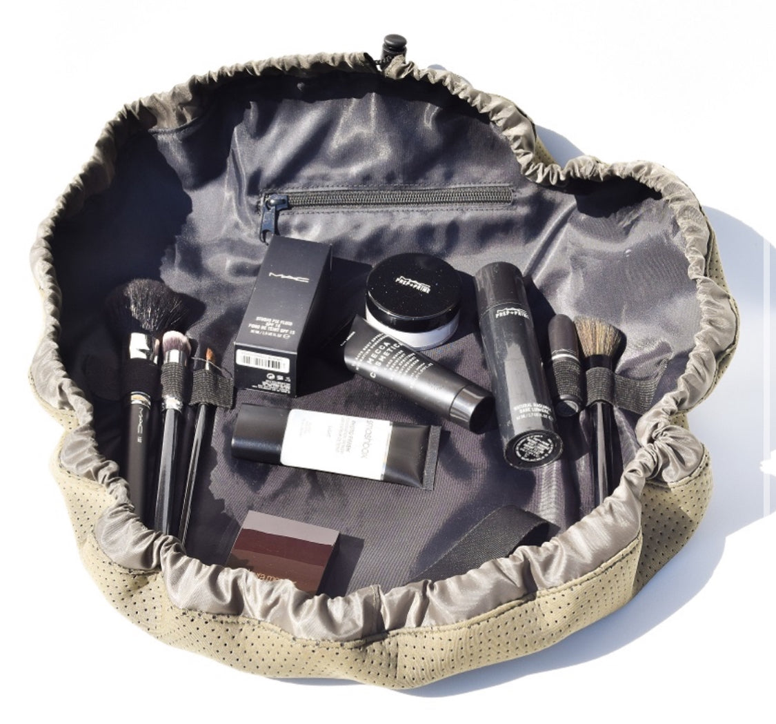 Neoprene Flat Lay Makeup Bag - Khaki