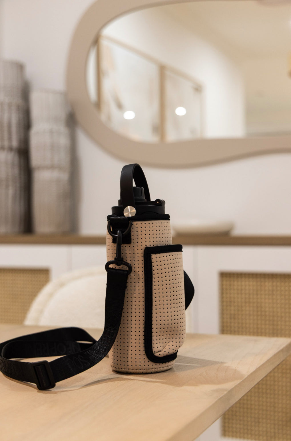 Neoprene Phone Bottle Bag Beige