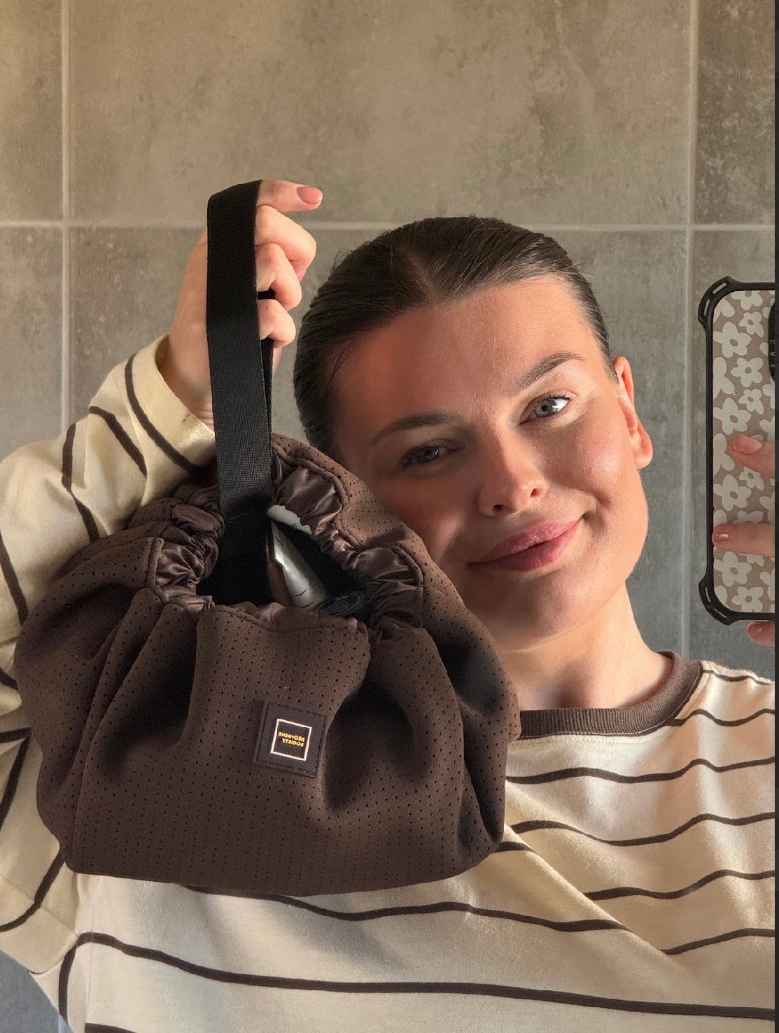 Neoprene Flat Lay Makeup Bag - Chocolate Brown