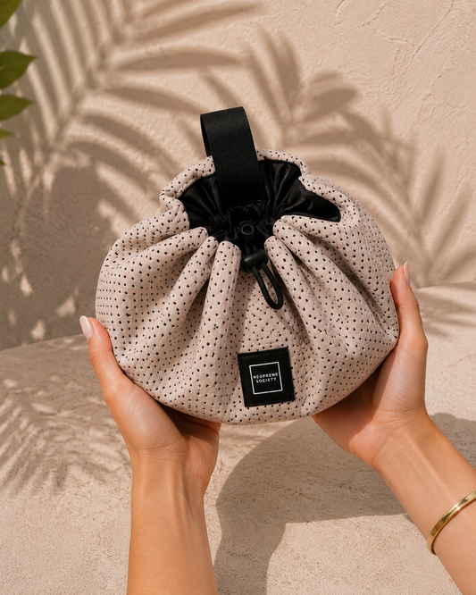 Neoprene Flat Lay Makeup Bag - Taupe Blush